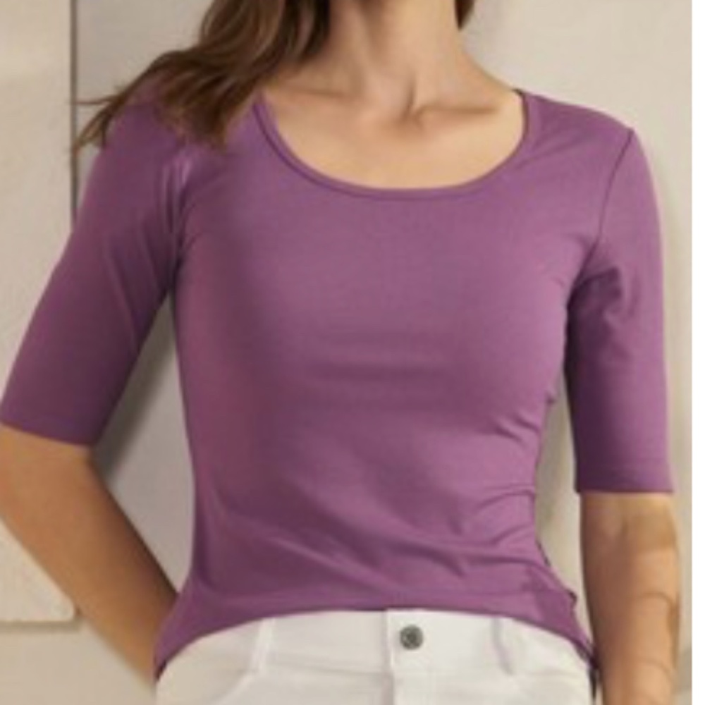 NWT Yelete purple short sleeve rib top